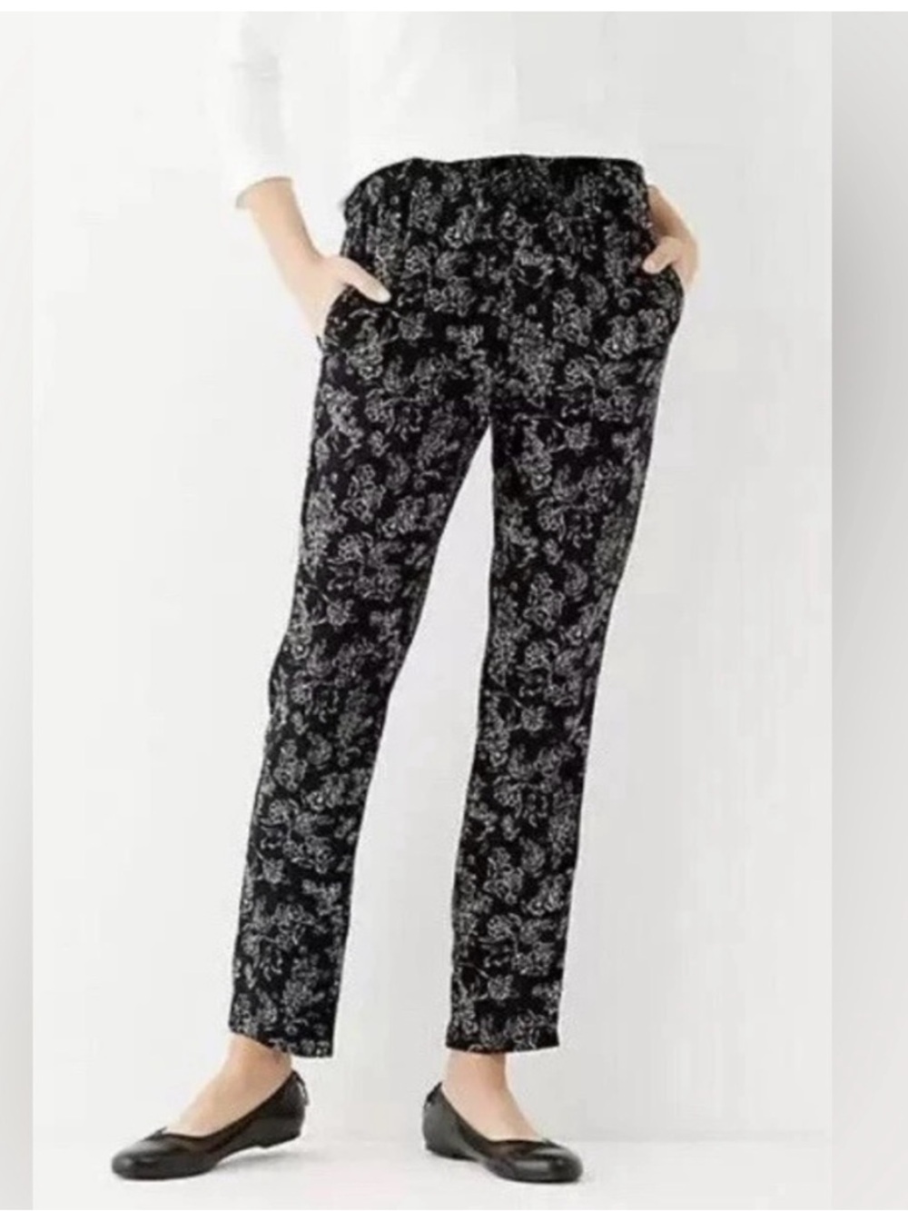 J. Jill 💮 missy line floral  ankle pants 12